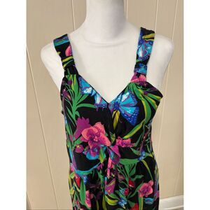 Womens Spense Maxi Dress, XL, Tropical Print, Butterflies